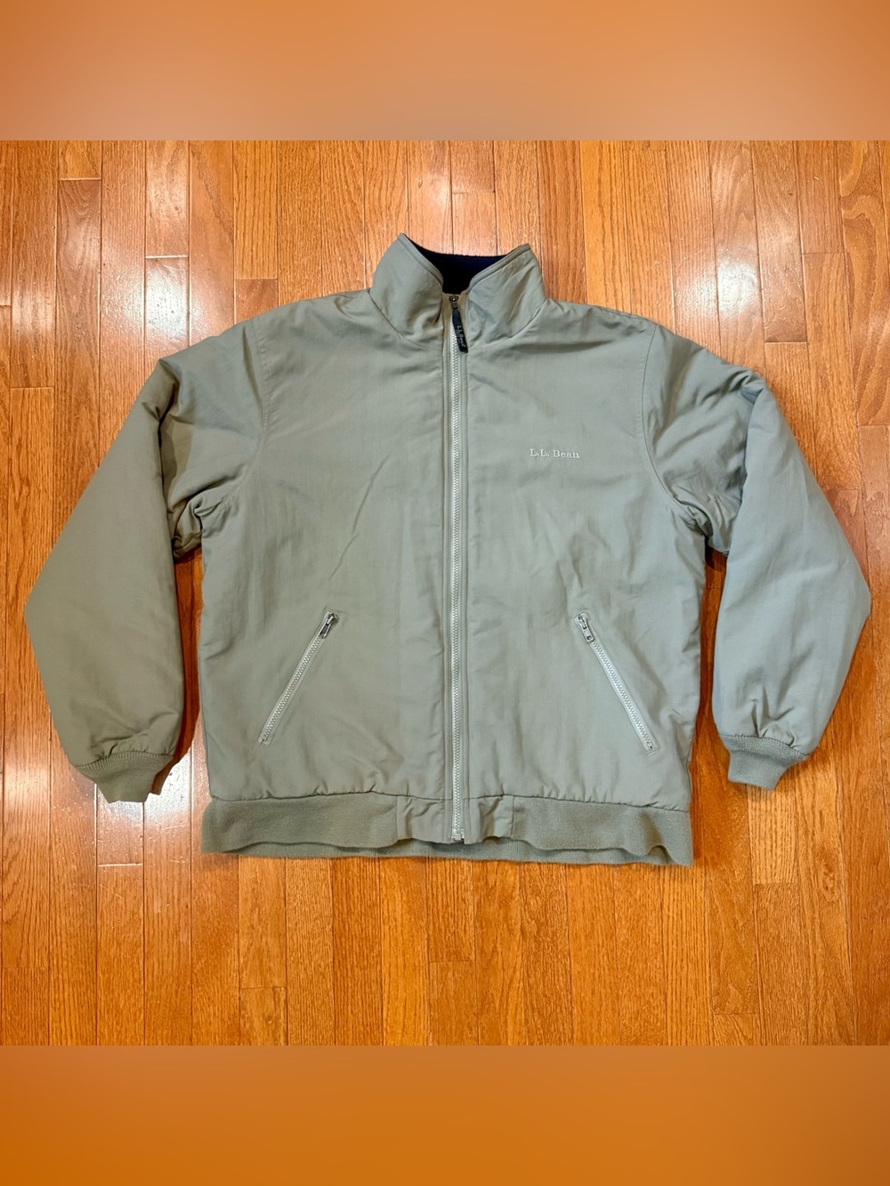 VTG L.L. Bean Mens Large Warm Up Jacket Fleece Lined Bomber Windbreaker Vintage